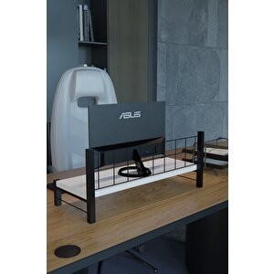 Steel Design Monitör Ve Laptop Yükseltici Stand – 60x20 Cm Metal Çerçeveli Ergonomik Masaüstü Bilgisayar Sehpası, Ofis Düzenleyici, Dayanıklı Organizer