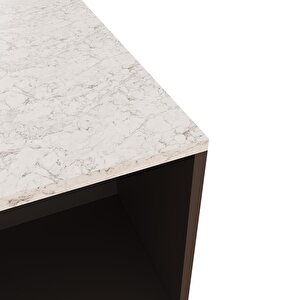 Monet G4033 3 Adet Antrasit Tabure Mutfak Adası Antrasit Gövde Carrara Mermer Desen Üst Şaraplıklı