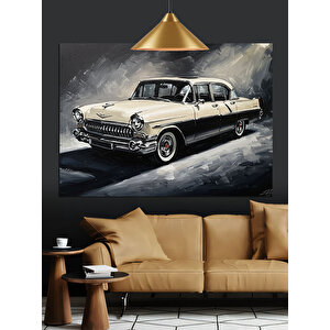 Siyah Beyaz Klasik Araba Dekoratif Kanvas - Mdf Ahşap Tablo 25x35 cm