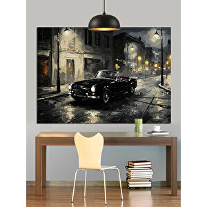 Yağmurlu Sokakta Klasik Araba Dekoratif Kanvas - Mdf Ahşap Tablo 35x50 cm
