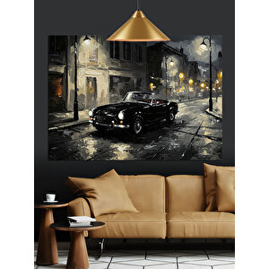 Yağmurlu Sokakta Klasik Araba Dekoratif Kanvas - Mdf Ahşap Tablo 35x50 cm