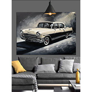 Siyah Beyaz Klasik Araba Dekoratif Kanvas - Mdf Ahşap Tablo 35x50 cm