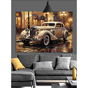 Yağmurlu Sokakta Klasik Araba Dekoratif Kanvas - Mdf Ahşap Tablo 35x50 cm