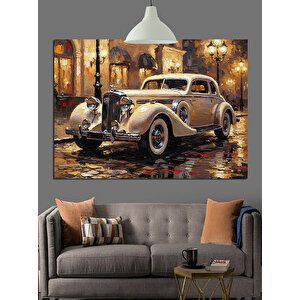 Yağmurlu Sokakta Klasik Araba Dekoratif Kanvas - Mdf Ahşap Tablo 35x50 cm