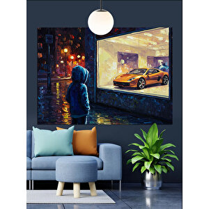 Vitrindeki Spor Araba Dekoratif Kanvas - Mdf Ahşap Tablo 35x50 cm