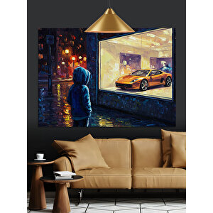 Vitrindeki Spor Araba Dekoratif Kanvas - Mdf Ahşap Tablo 35x50 cm