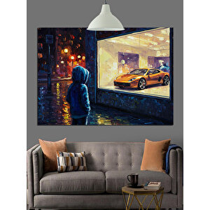 Vitrindeki Spor Araba Dekoratif Kanvas - Mdf Ahşap Tablo