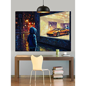 Vitrindeki Spor Araba Dekoratif Kanvas - Mdf Ahşap Tablo