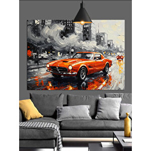 Kırmızı Spor Araba Dekoratif Kanvas - Mdf Ahşap Tablo 70x100 cm