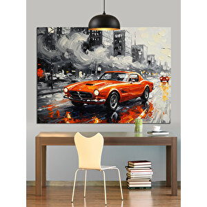 Kırmızı Spor Araba Dekoratif Kanvas - Mdf Ahşap Tablo 35x50 cm