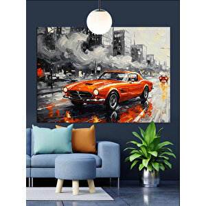 Kırmızı Spor Araba Dekoratif Kanvas - Mdf Ahşap Tablo
