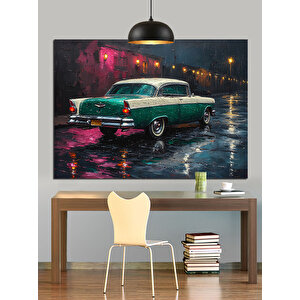 Yeşil Klasik Araba Dekoratif Kanvas - Mdf Ahşap Tablo
