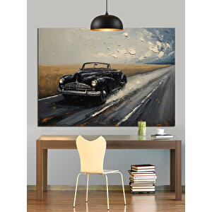 Yağmur Altında Klasik Araba Dekoratif Kanvas - Mdf Ahşap Tablo 70x100 cm
