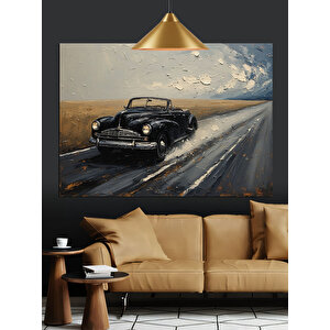 Yağmur Altında Klasik Araba Dekoratif Kanvas - Mdf Ahşap Tablo 70x100 cm