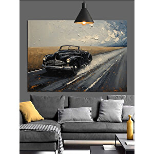 Yağmur Altında Klasik Araba Dekoratif Kanvas - Mdf Ahşap Tablo