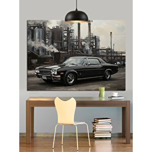 Siyah Klasik Araba Dekoratif Kanvas - Mdf Ahşap Tablo 70x100 cm