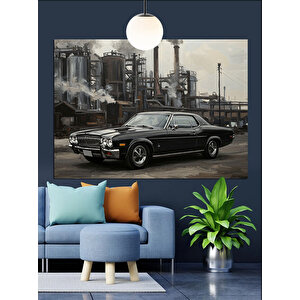 Siyah Klasik Araba Dekoratif Kanvas - Mdf Ahşap Tablo