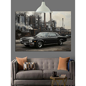 Siyah Klasik Araba Dekoratif Kanvas - Mdf Ahşap Tablo 35x50 cm