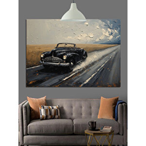 Yağmur Altında Klasik Araba Dekoratif Kanvas - Mdf Ahşap Tablo