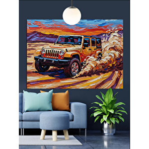 Kumda Hızlı Jeep Araba Dekoratif Kanvas - Mdf Ahşap Tablo 35x50 cm