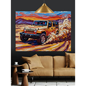Kumda Hızlı Jeep Araba Dekoratif Kanvas - Mdf Ahşap Tablo 35x50 cm