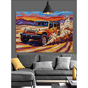 Kumda Hızlı Jeep Araba Dekoratif Kanvas - Mdf Ahşap Tablo