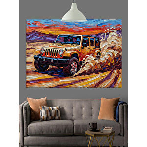 Kumda Hızlı Jeep Araba Dekoratif Kanvas - Mdf Ahşap Tablo
