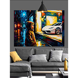 Vitrin Önü Spor Araba Dekoratif Kanvas - Mdf Ahşap Tablo 70x100 cm