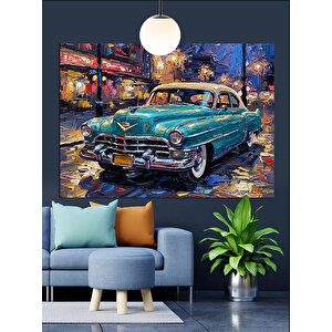 Neon Klasik Araba Dekoratif Kanvas - Mdf Ahşap Tablo