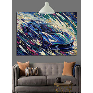 Yağmurda Hızlı Spor Araba Dekoratif Kanvas - Mdf Ahşap Tablo 50x70 cm