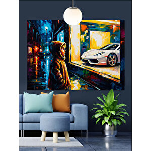 Vitrin Önü Spor Araba Dekoratif Kanvas - Mdf Ahşap Tablo