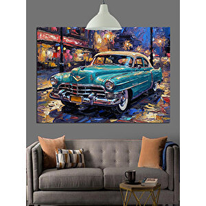 Neon Klasik Araba Dekoratif Kanvas - Mdf Ahşap Tablo 50x70 cm