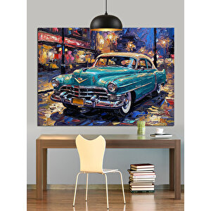 Neon Klasik Araba Dekoratif Kanvas - Mdf Ahşap Tablo 50x70 cm