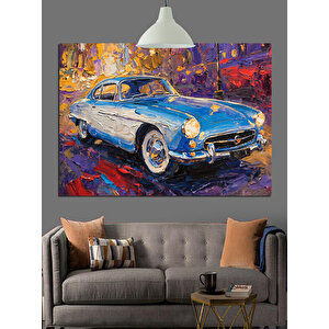 Mavi Klasik Araba Dekoratif Kanvas - Mdf Ahşap Tablo 70x100 cm