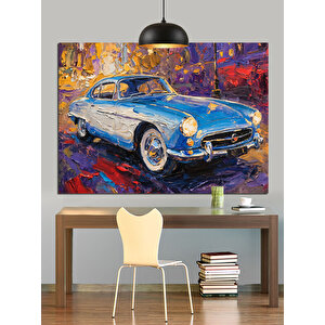 Mavi Klasik Araba Dekoratif Kanvas - Mdf Ahşap Tablo 70x100 cm