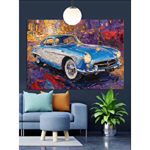 Mavi Klasik Araba Dekoratif Kanvas - Mdf Ahşap Tablo 70x100 cm