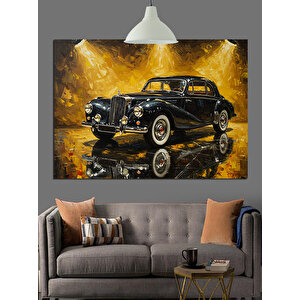 Altın Işıklı Klasik Araba Dekoratif Kanvas - Mdf Ahşap Tablo 70x100 cm
