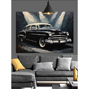 Garajda Klasik Araba Dekoratif Kanvas - Mdf Ahşap Tablo