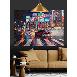 Neon Sokak Arabası Dekoratif Kanvas - Mdf Ahşap Tablo 70x100 cm