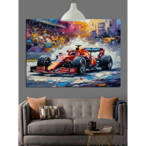 Kırmızı Formula Araba Dekoratif Kanvas - Mdf Ahşap Tablo 50x70 cm