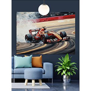 Formula Yarış Arabası Dekoratif Kanvas - Mdf Ahşap Tablo 50x70 cm