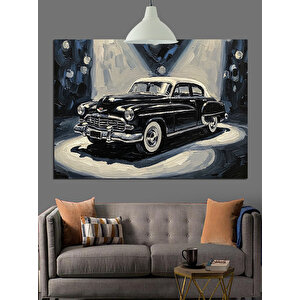 Nostaljik Siyah Araba Dekoratif Kanvas - Mdf Ahşap Tablo