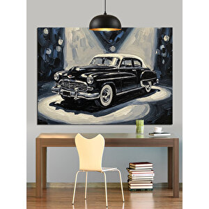 Nostaljik Siyah Araba Dekoratif Kanvas - Mdf Ahşap Tablo 50x70 cm
