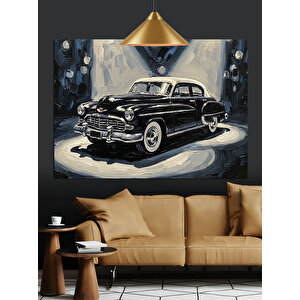 Nostaljik Siyah Araba Dekoratif Kanvas - Mdf Ahşap Tablo 50x70 cm