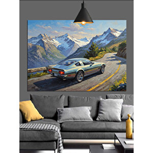 Dağ Yolunda Klasik Araba Dekoratif Kanvas - Mdf Ahşap Tablo 70x100 cm