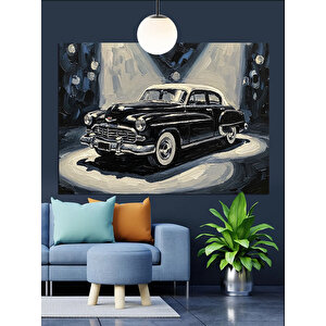 Nostaljik Siyah Araba Dekoratif Kanvas - Mdf Ahşap Tablo 25x35 cm