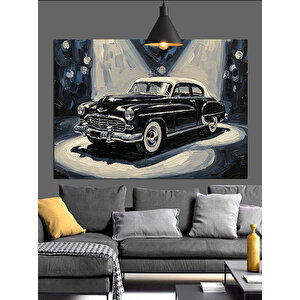 Nostaljik Siyah Araba Dekoratif Kanvas - Mdf Ahşap Tablo