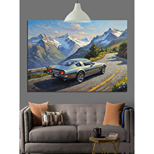 Dağ Yolunda Klasik Araba Dekoratif Kanvas - Mdf Ahşap Tablo