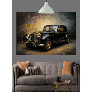 Koyu Fonlu Klasik Araba Dekoratif Kanvas - Mdf Ahşap Tablo 25x35 cm