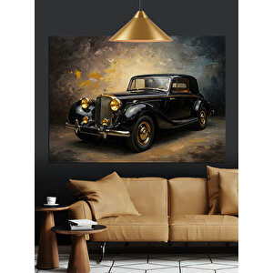 Koyu Fonlu Klasik Araba Dekoratif Kanvas - Mdf Ahşap Tablo 50x70 cm